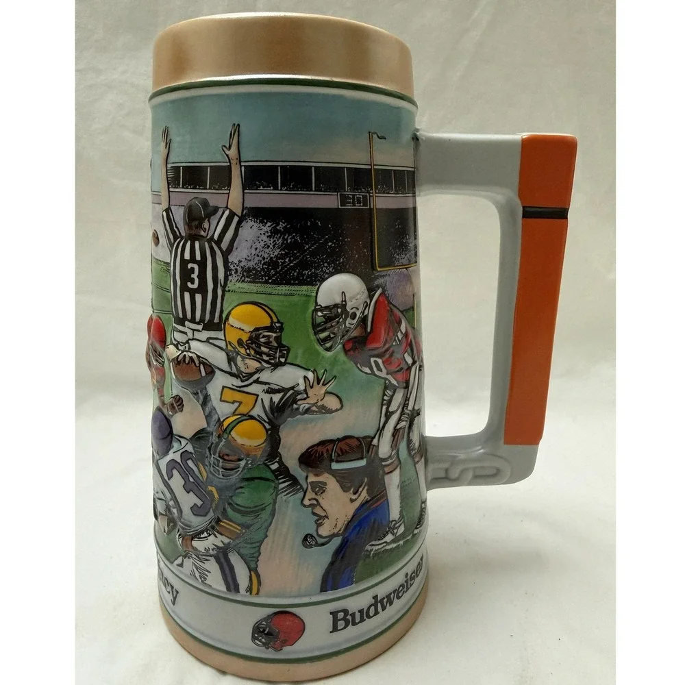 Vintage 1990 Budweiser Stein Gridiron Legacy Sports Series With‎ Box & COA